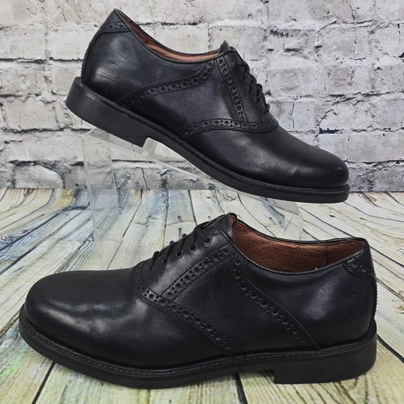 Johnston & Murphy Durst Saddle Oxford Shoes Men's 11 M Black Leather 20-1259 - Picture 2 of 9